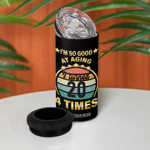 80th Birthday 4 in 1 Can Cooler Tumbler Turning 20 4 Times Retro 1946 80 Year Old Birthday TB10 Print Your Wear