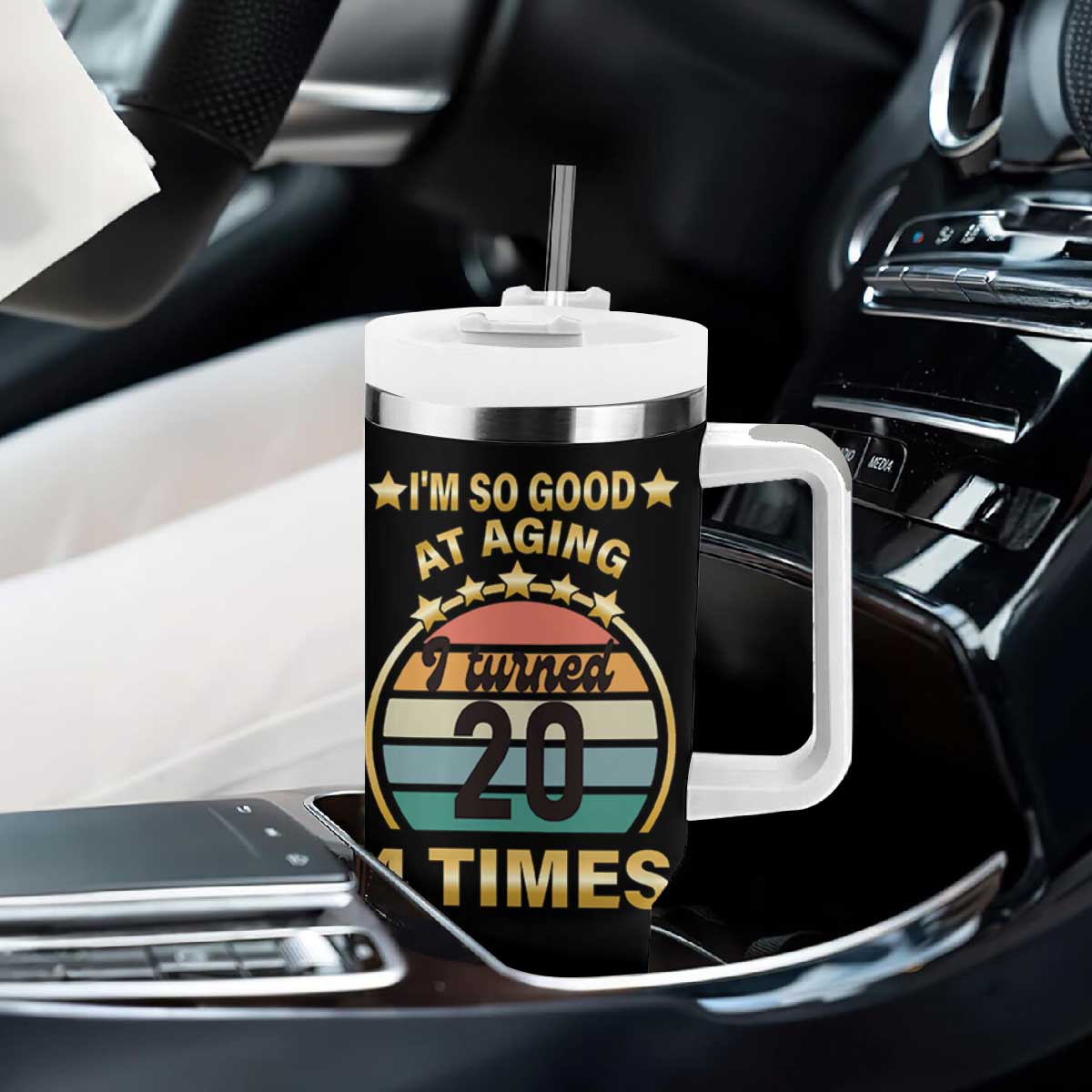 80th Birthday Tumbler With Handle Turning 20 4 Times Retro 1946 80 Year Old Birthday TB10 Print Your Wear