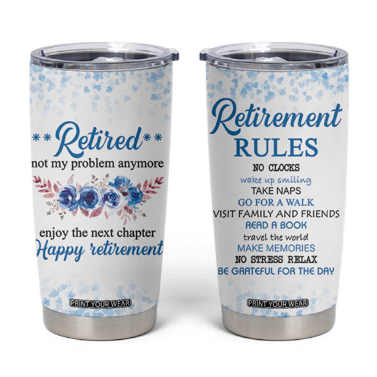 Retirement Gifts For Women Tumbler Cup Not My Problem Anymore Funny Retired Flowers Floral TB10 White Print Your Wear