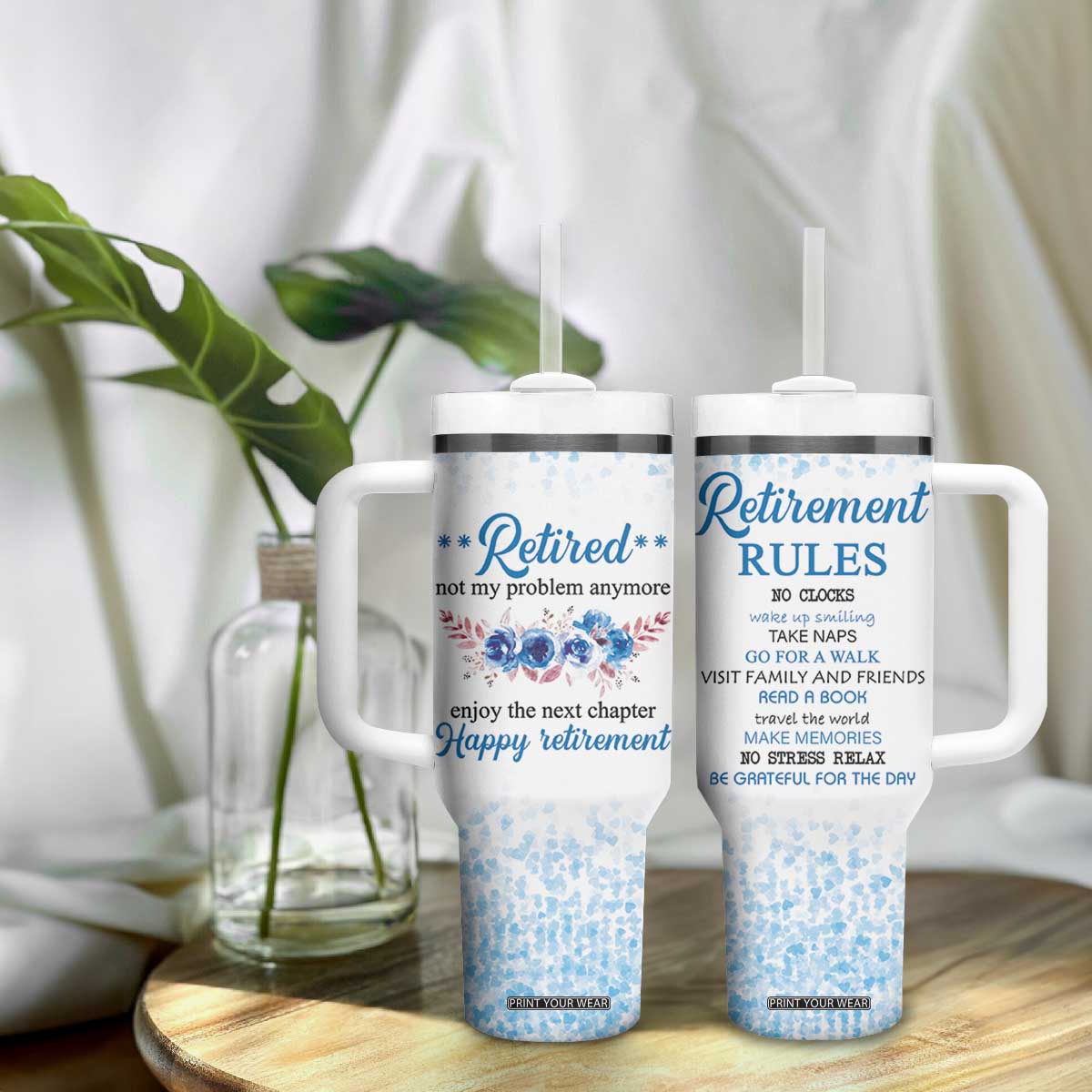 Retirement Gifts For Women Tumbler With Handle Not My Problem Anymore Funny Retired Flowers Floral TB10 Print Your Wear
