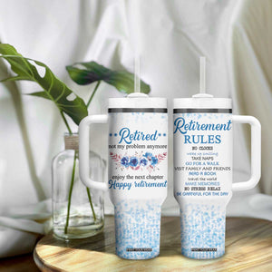 Retirement Gifts For Women Tumbler With Handle Not My Problem Anymore Funny Retired Flowers Floral TB10 Print Your Wear