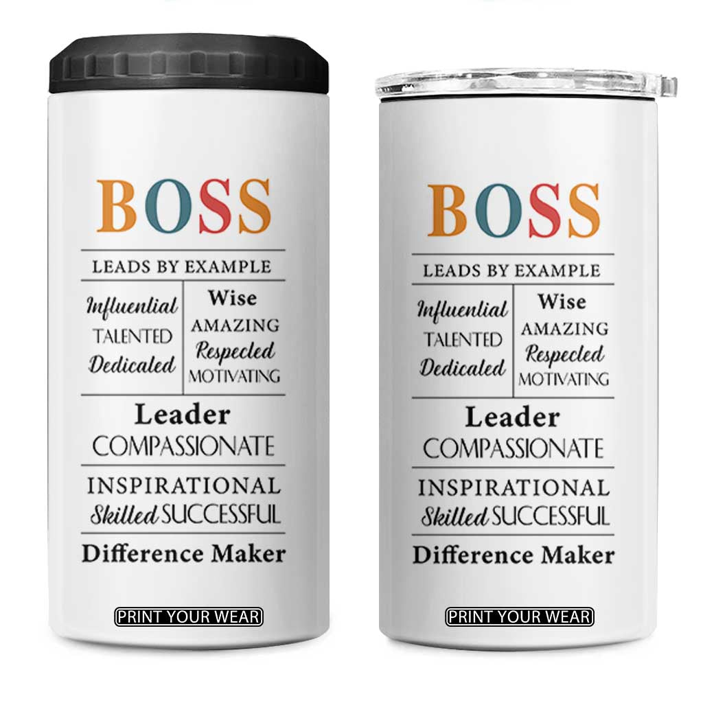 Thank You Gifts For Boss 4 in 1 Can Cooler Tumbler Leader Manager Office Coworker Funny Christmas Birthday Gift TB10 One Size: 16 oz White Print Your Wear