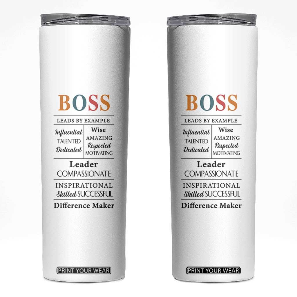 Thank You Gifts For Boss Skinny Tumbler Leader Manager Office Coworker Funny Christmas Birthday Gift TB10 White Print Your Wear