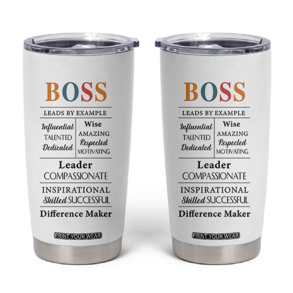 Thank You Gifts For Boss Tumbler Cup Leader Manager Office Coworker Funny Christmas Birthday Gift TB10 White Print Your Wear