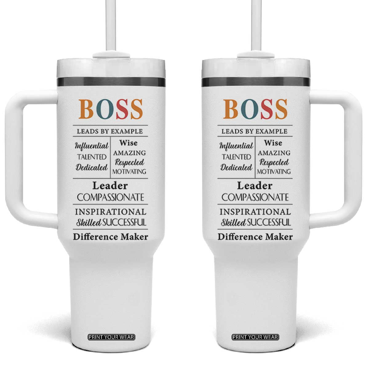 Thank You Gifts For Boss Tumbler With Handle Leader Manager Office Coworker Funny Christmas Birthday Gift TB10 One Size: 40 oz White Print Your Wear