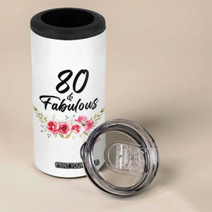 80 And Fabulous 4 in 1 Can Cooler Tumbler 80th Birthday Gifts For Women Grandma Aunt Flower 1946 Present TB10 Print Your Wear