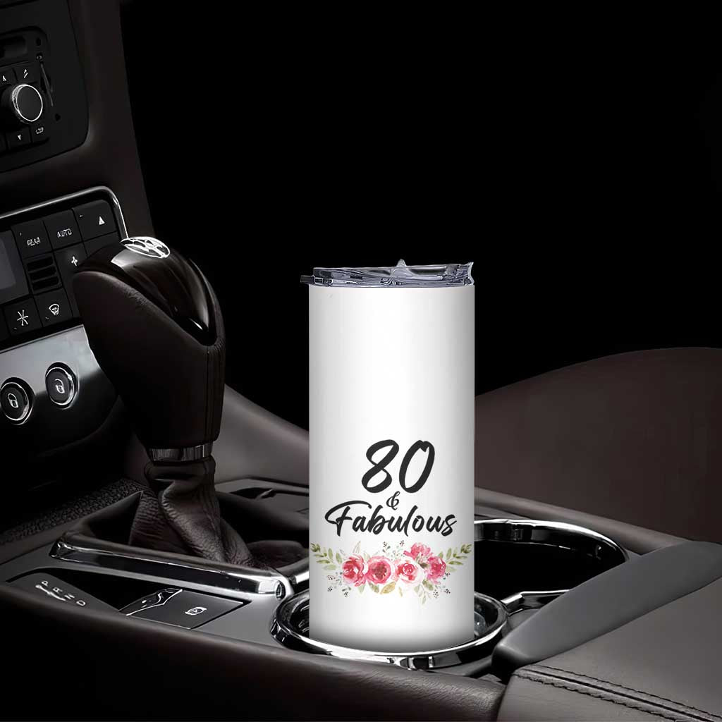 80 And Fabulous Skinny Tumbler 80th Birthday Gifts For Women Grandma Aunt Flower 1946 Present TB10 Print Your Wear
