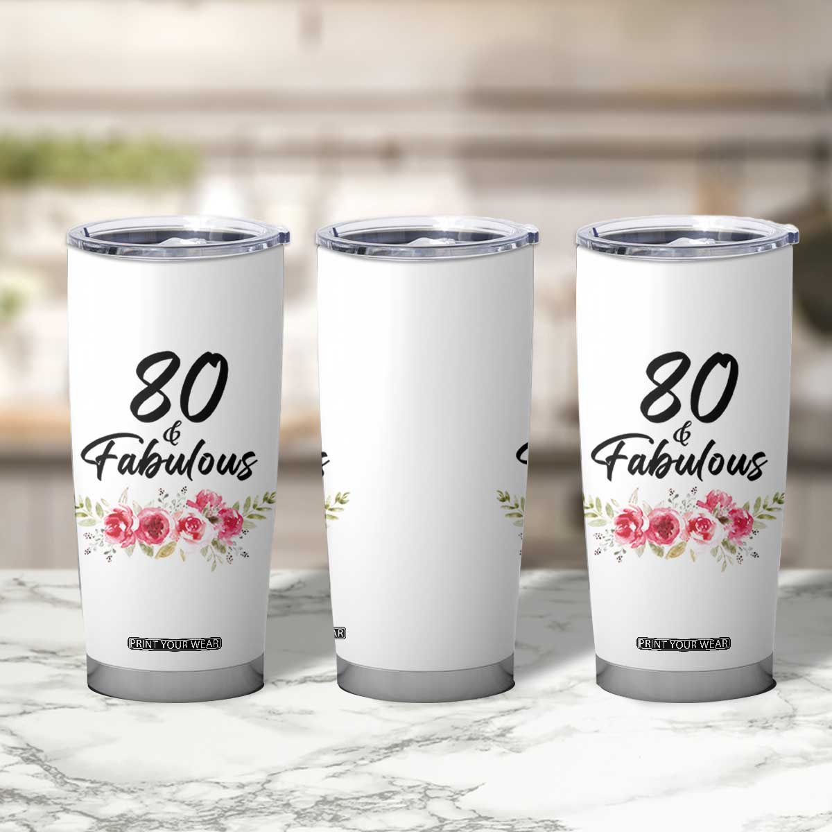 80 And Fabulous Tumbler Cup 80th Birthday Gifts For Women Grandma Aunt Flower 1946 Present TB10 Print Your Wear