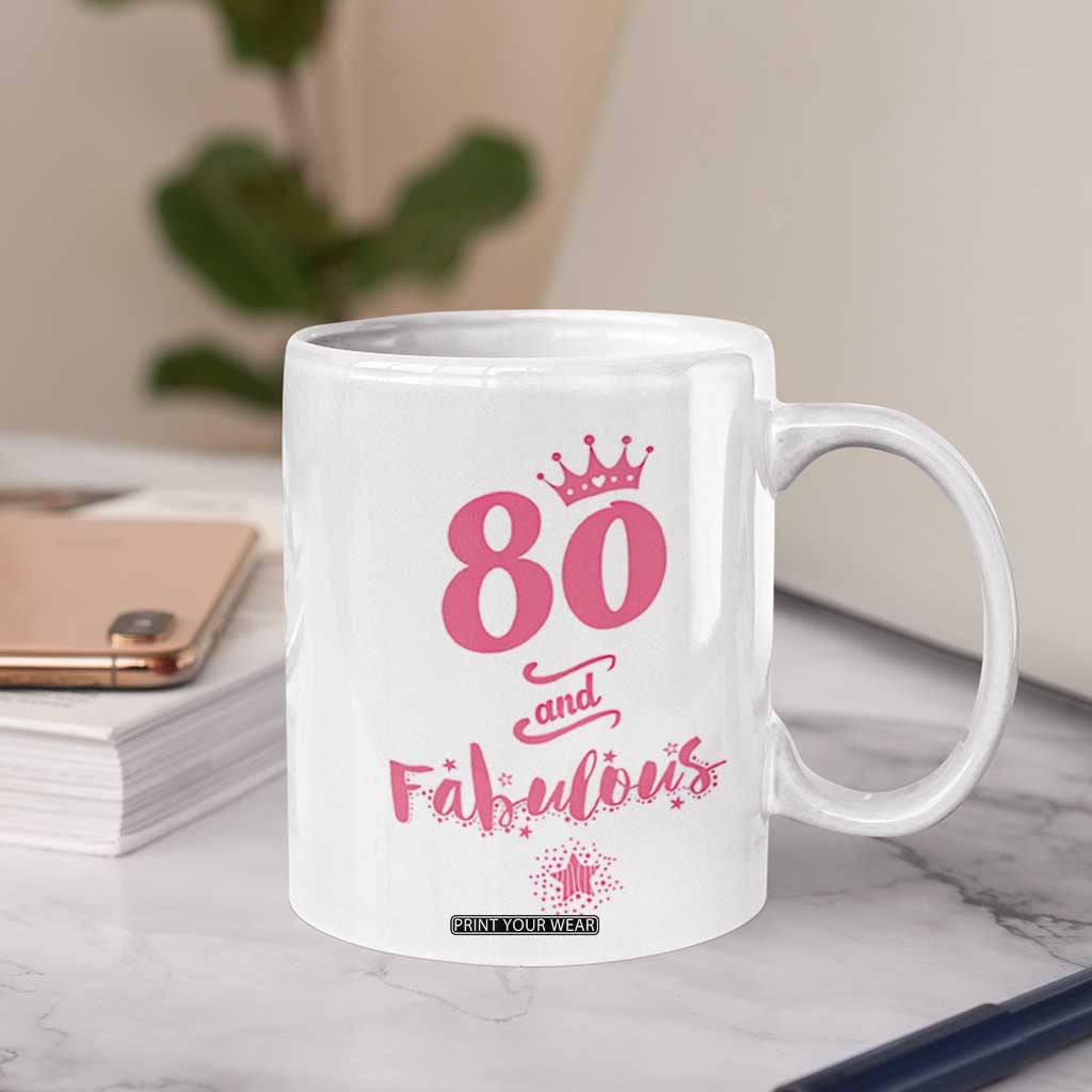 80 And Fabulous Coffee Mug 80th Birthday Gifts For Women Grandma Aunt 1946 Present TB10 Print Your Wear