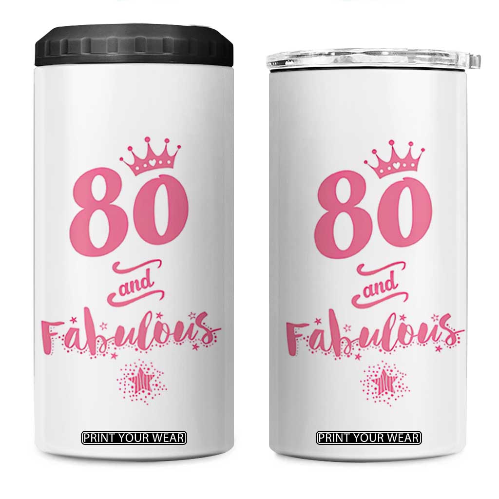 80 And Fabulous 4 in 1 Can Cooler Tumbler 80th Birthday Gifts For Women Grandma Aunt 1946 Present