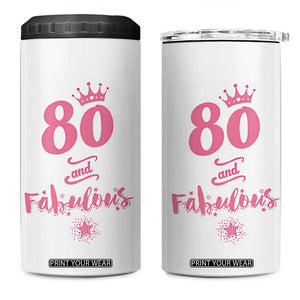 80 And Fabulous 4 in 1 Can Cooler Tumbler 80th Birthday Gifts For Women Grandma Aunt 1946 Present TB10 One Size: 16 oz White Print Your Wear