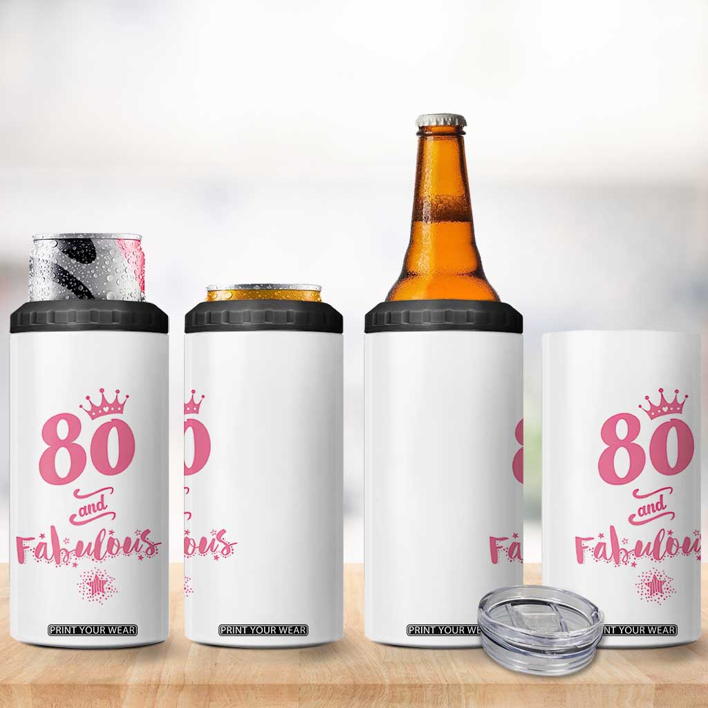 80 And Fabulous 4 in 1 Can Cooler Tumbler 80th Birthday Gifts For Women Grandma Aunt 1946 Present TB10 Print Your Wear