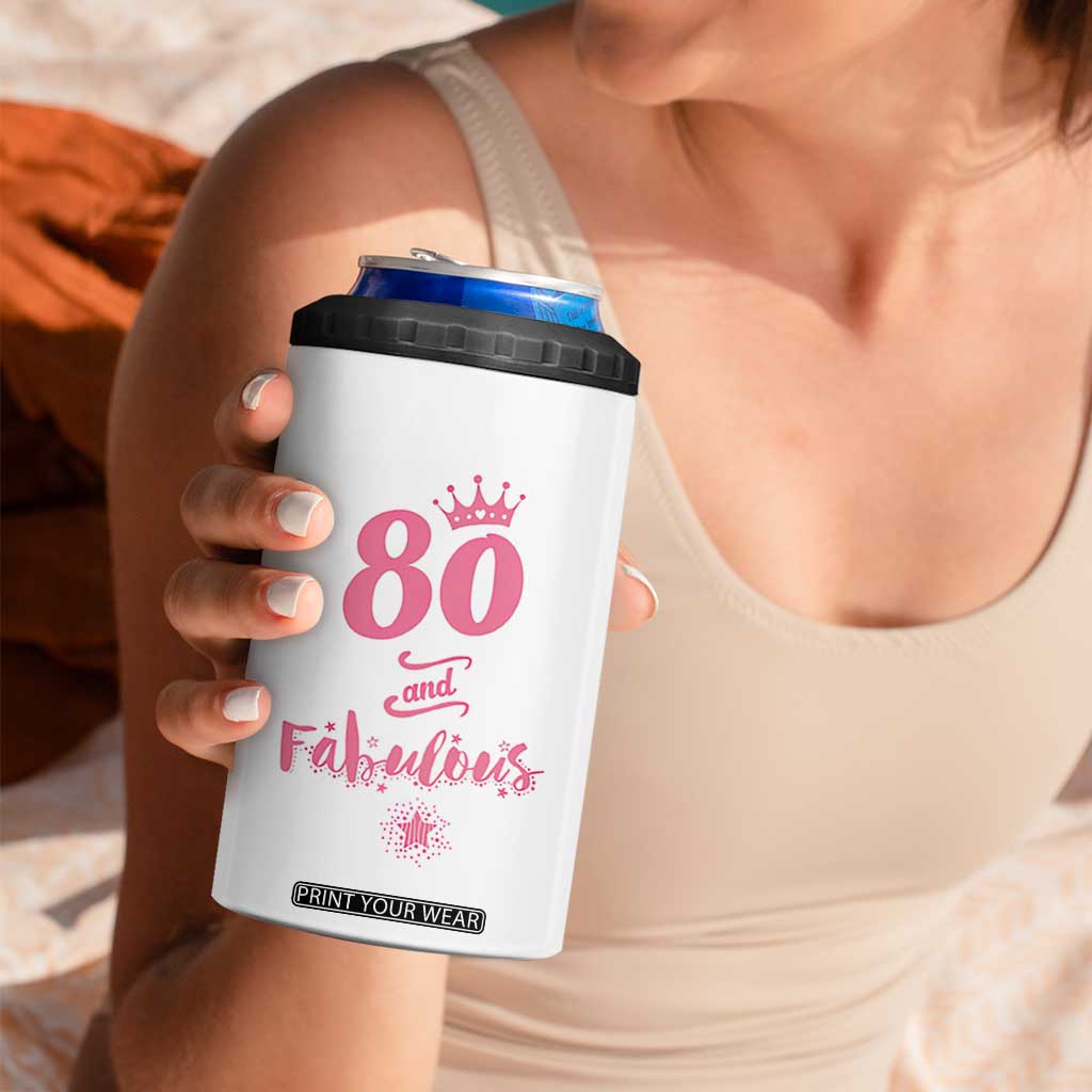 80 And Fabulous 4 in 1 Can Cooler Tumbler 80th Birthday Gifts For Women Grandma Aunt 1946 Present TB10 Print Your Wear