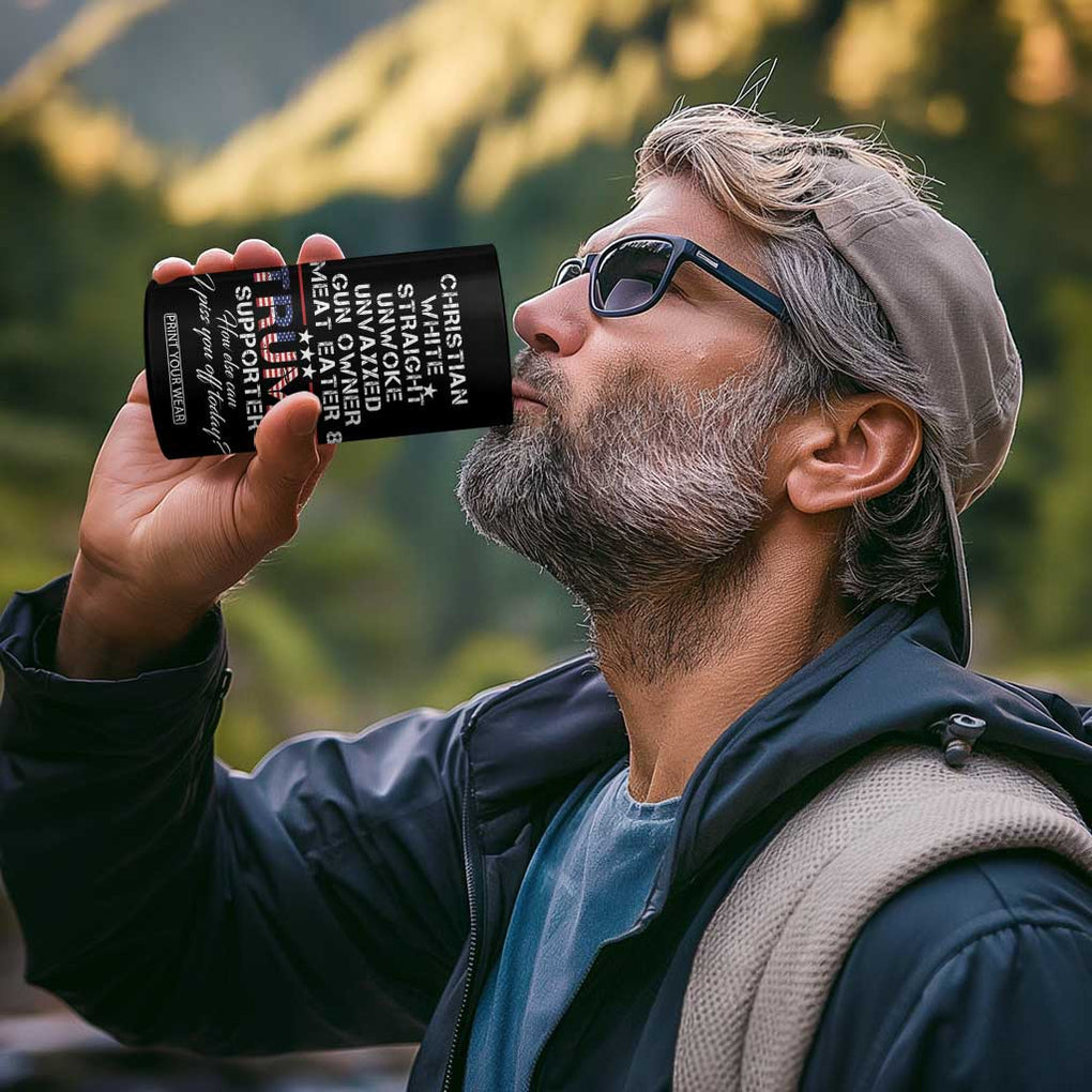 Trump Supporter Christian 4 in 1 Can Cooler Tumbler White Straight Unwoke Unvaxxed TB10 Print Your Wear