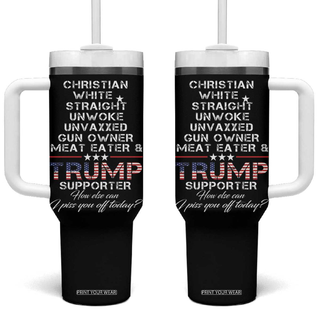 Trump Supporter Christian Tumbler With Handle White Straight Unwoke Unvaxxed TB10 One Size: 40 oz Black Print Your Wear
