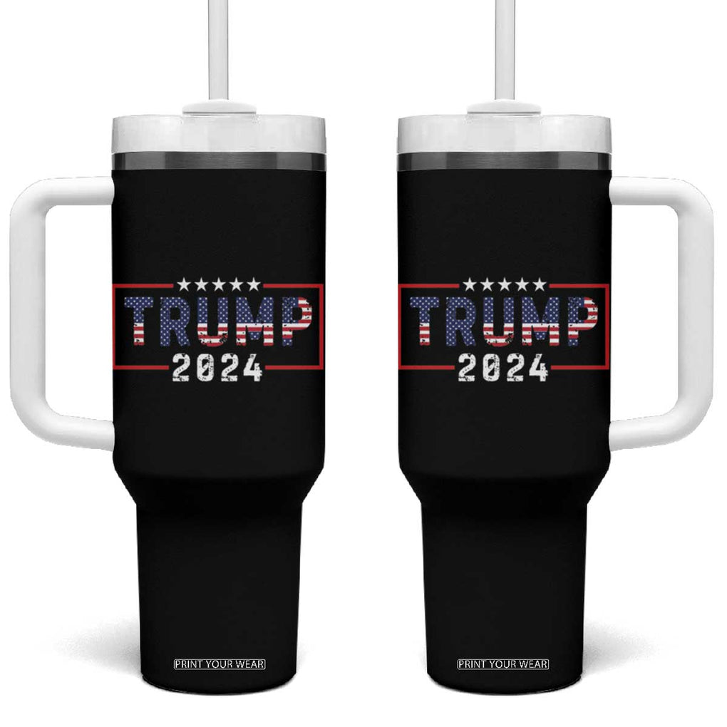 Trump 2024 Tumbler With Handle 45 47 American Election Republican Conservative US Flag TB10 One Size: 40 oz Black Print Your Wear