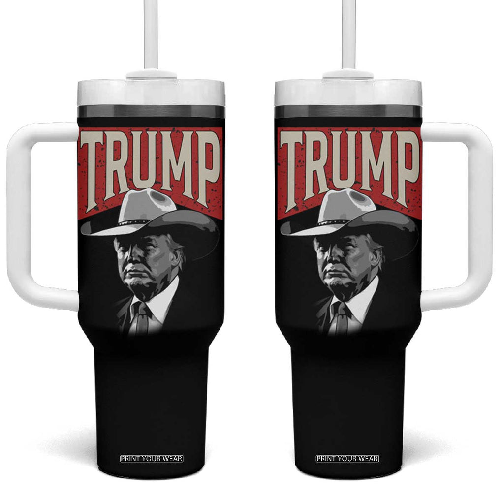 Trump Cowboy Western Tumbler With Handle 2024 Election TB10 One Size: 40 oz Black Print Your Wear