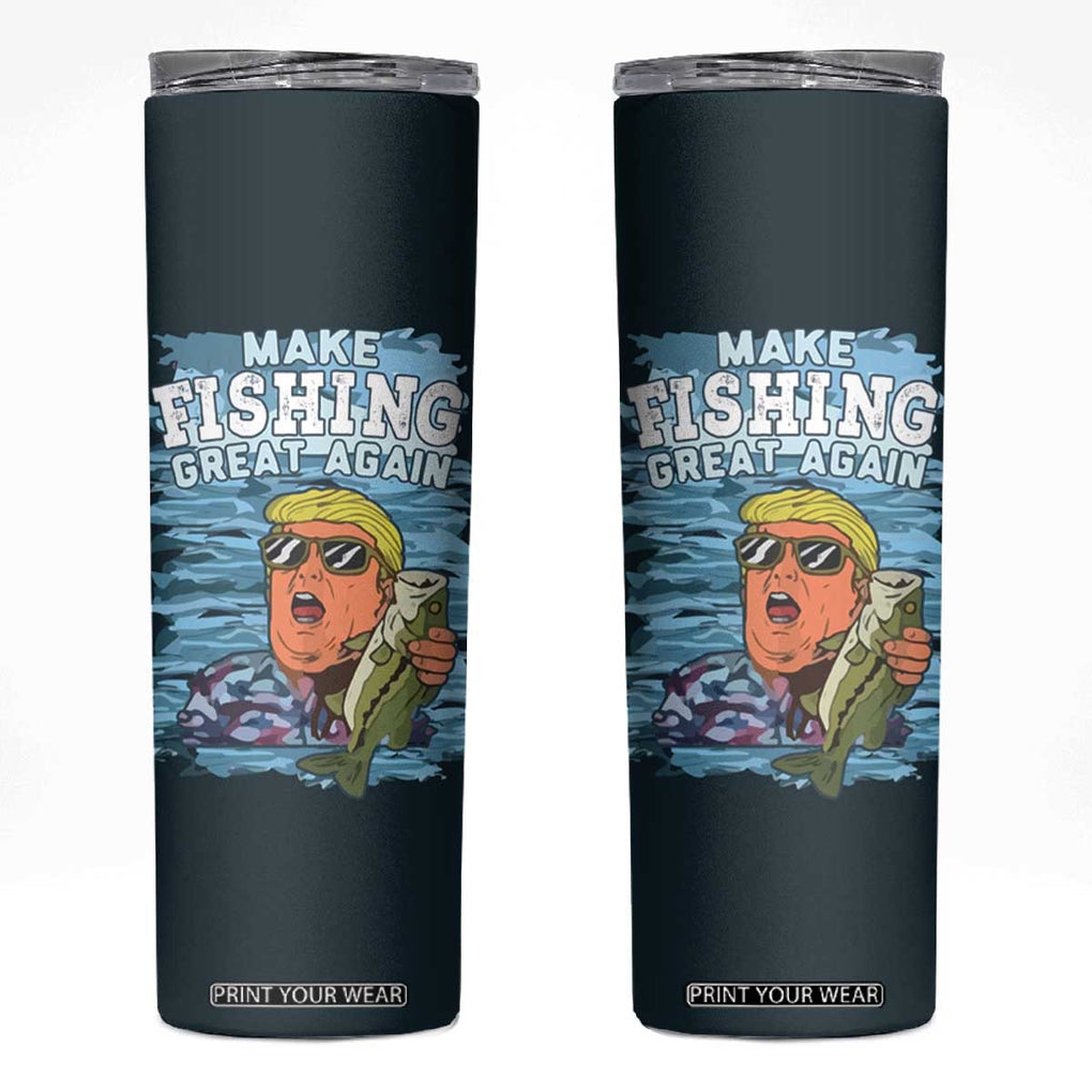Trump 2024 Fisherman Angler Gift Skinny Tumbler Make Fishing Great Again Ryder Cup TB10 Green Print Your Wear