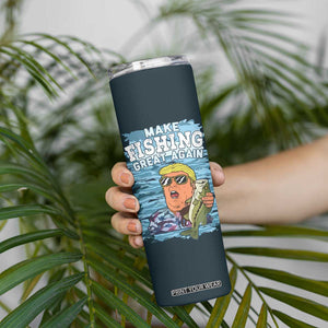 Trump 2024 Fisherman Angler Gift Skinny Tumbler Make Fishing Great Again Ryder Cup TB10 Print Your Wear