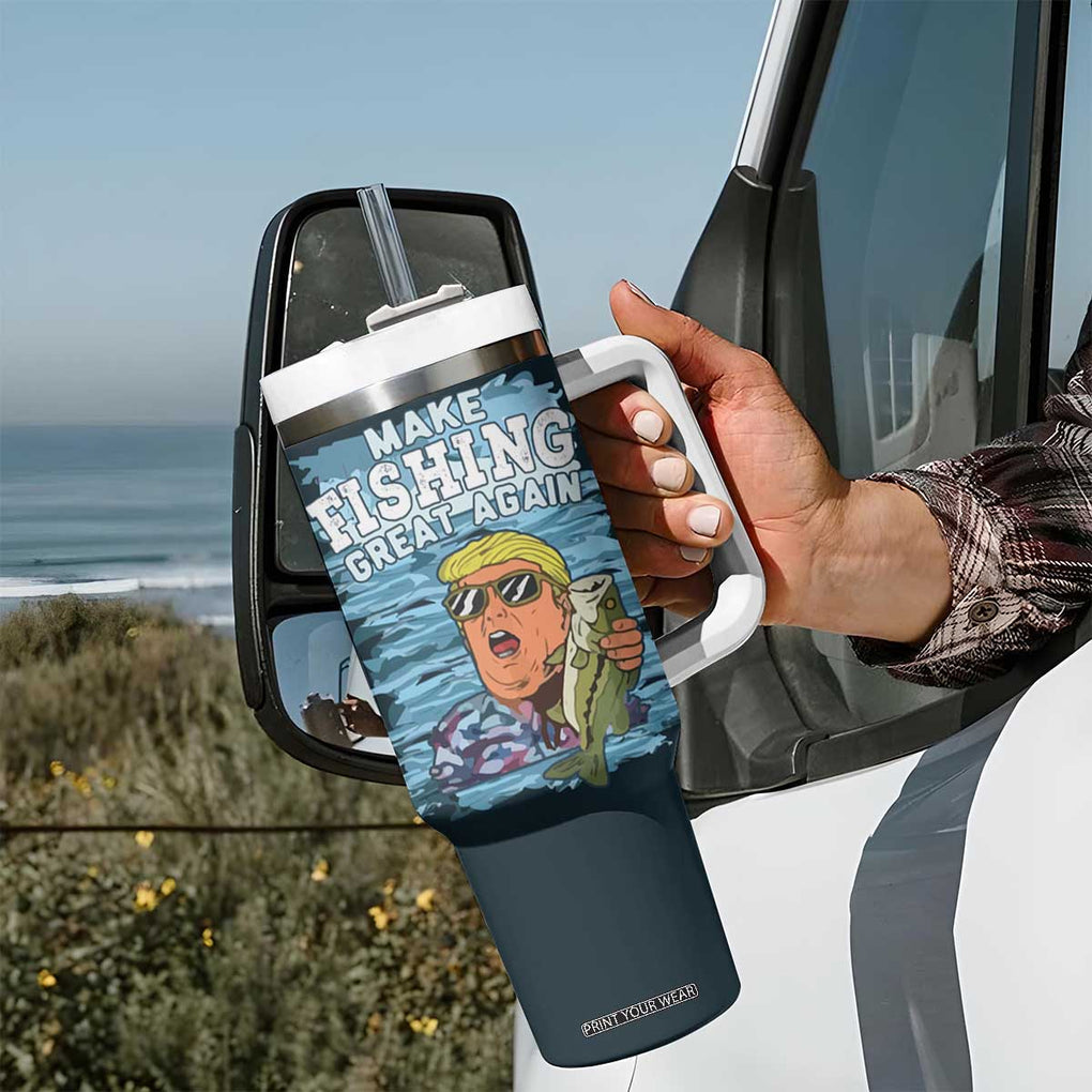 Trump 2024 Fisherman Angler Gift Tumbler With Handle Make Fishing Great Again Ryder Cup TB10 Print Your Wear