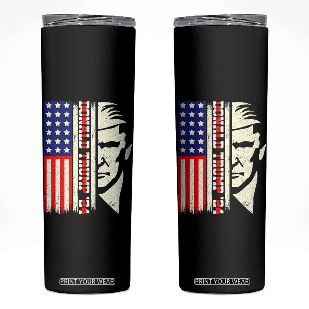 Pro Republican Vote Trump 2024 Skinny Tumbler USA American Flag TB10 Black Print Your Wear