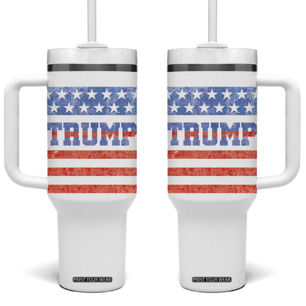 Trump Tumbler With Handle 45 47 2024 American Election Republican Conservative US Flag TB10 One Size: 40 oz White Print Your Wear