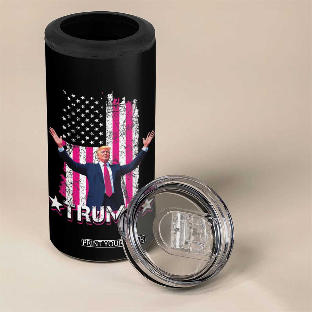Trump 2024 Election 4 in 1 Can Cooler Tumbler Trump Pink 45-47 American Flag TB10 Print Your Wear