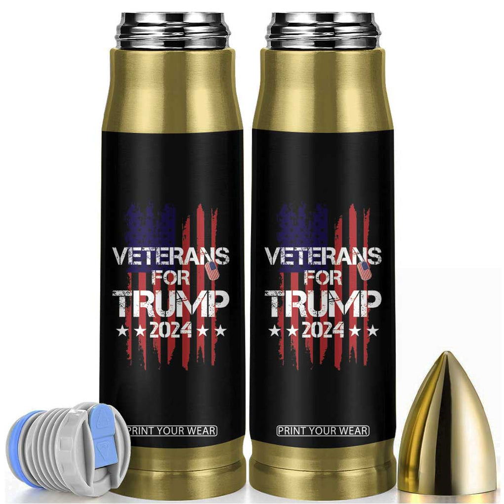 Veterans For Trump 2024 Bullet Tumbler American USA Flag Dad Grandpa 4th Of July TB10 Black Print Your Wear