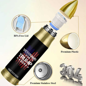 Veterans For Trump 2024 Bullet Tumbler American USA Flag Dad Grandpa 4th Of July TB10 Print Your Wear