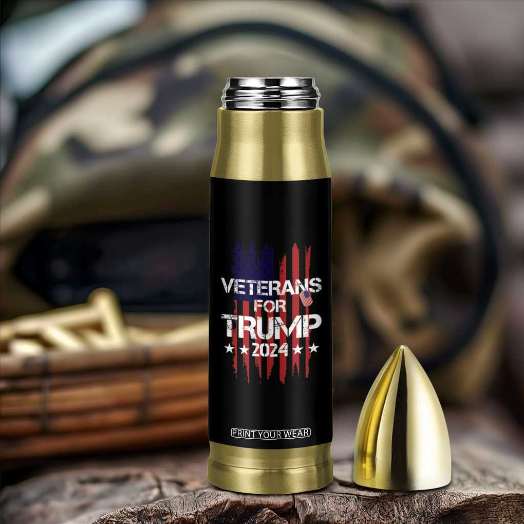Veterans For Trump 2024 Bullet Tumbler American USA Flag Dad Grandpa 4th Of July TB10 Print Your Wear