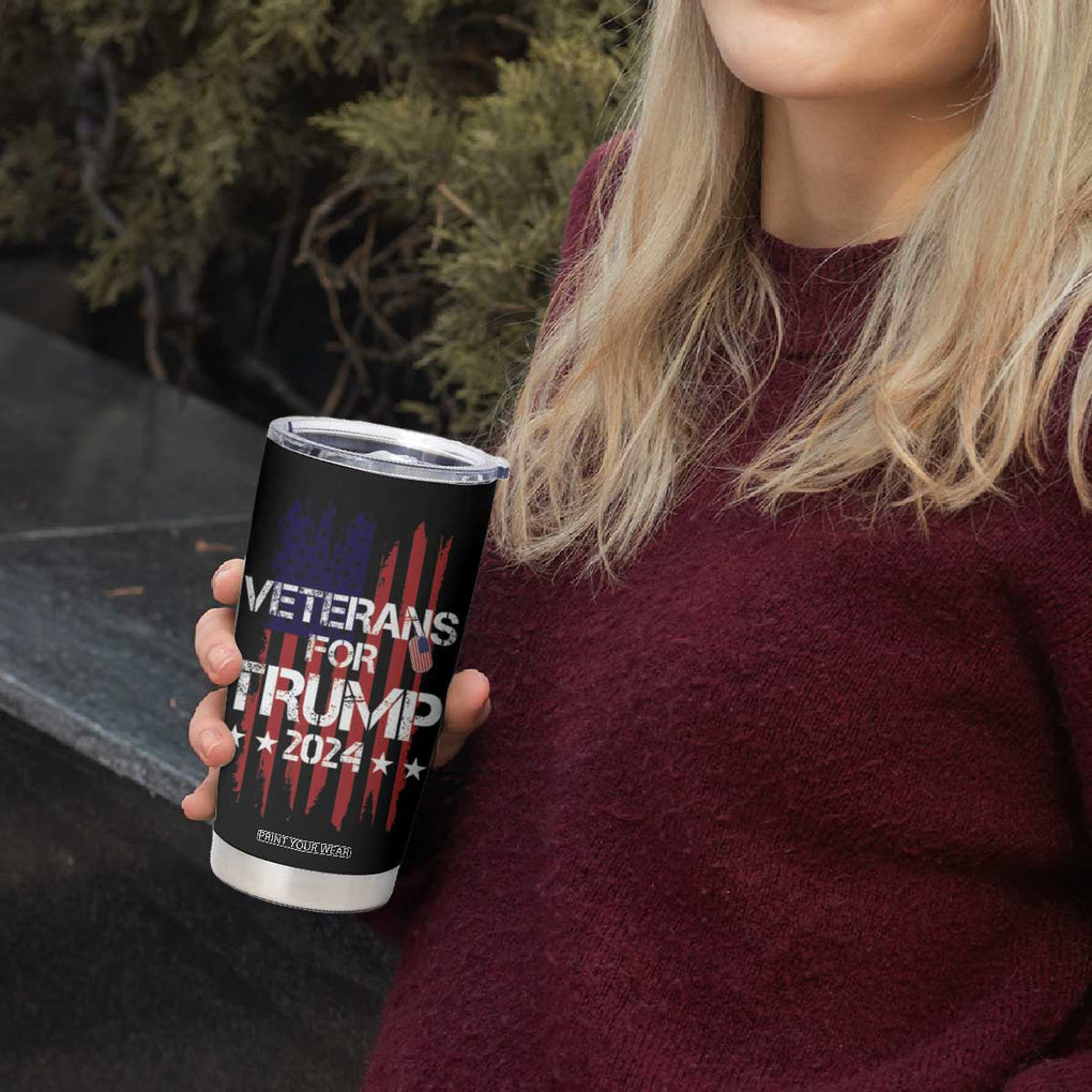 Veterans For Trump 2024 Tumbler Cup American USA Flag Dad Grandpa 4th Of July TB10 Print Your Wear