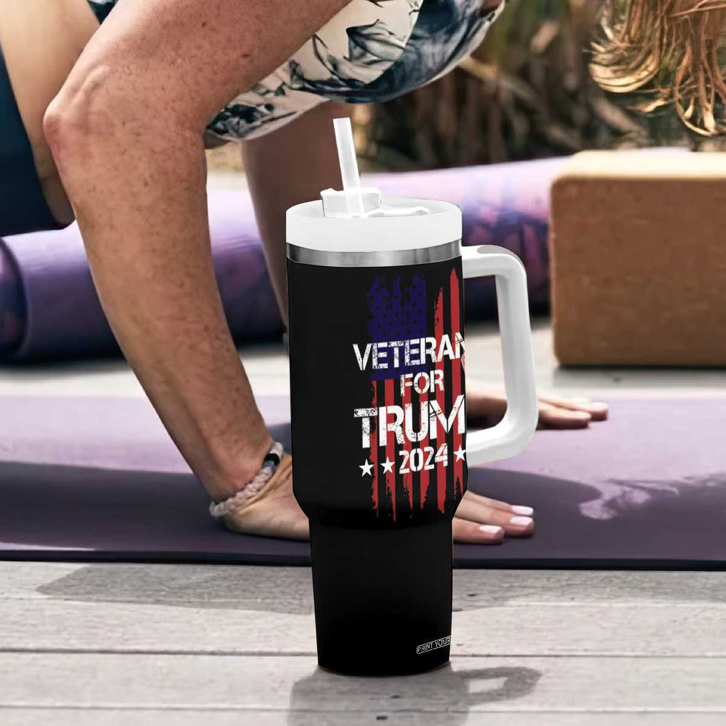 Veterans For Trump 2024 Tumbler With Handle American USA Flag Dad Grandpa 4th Of July TB10 Print Your Wear