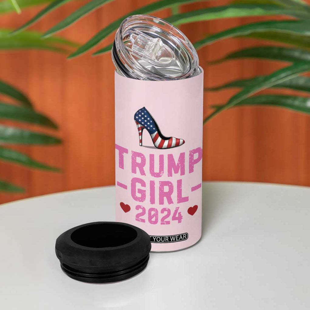 Trump Girl 2024 4 in 1 Can Cooler Tumbler High Heel Stilettos American Flag US Election TB10 Print Your Wear