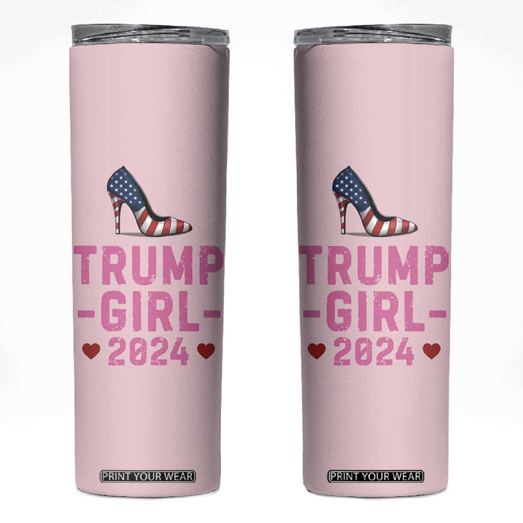 Trump Girl 2024 Skinny Tumbler High Heel Stilettos American Flag US Election TB10 Pink Print Your Wear