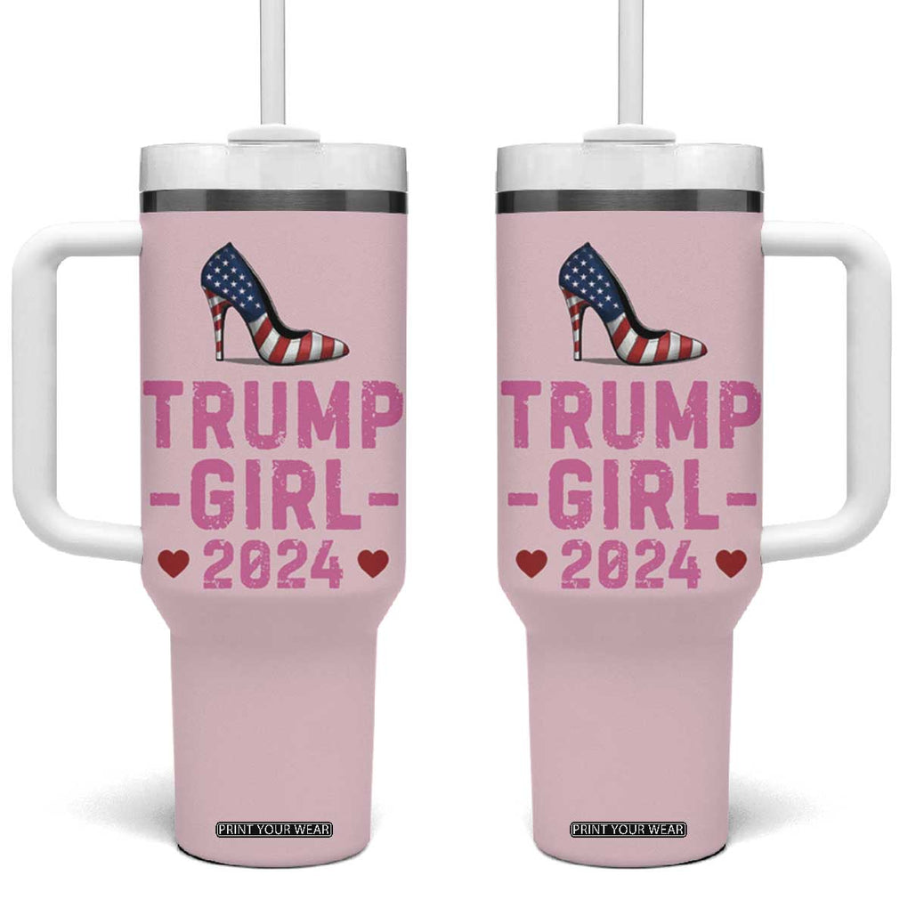 Trump Girl 2024 Tumbler With Handle High Heel Stilettos American Flag US Election TB10 One Size: 40 oz Pink Print Your Wear