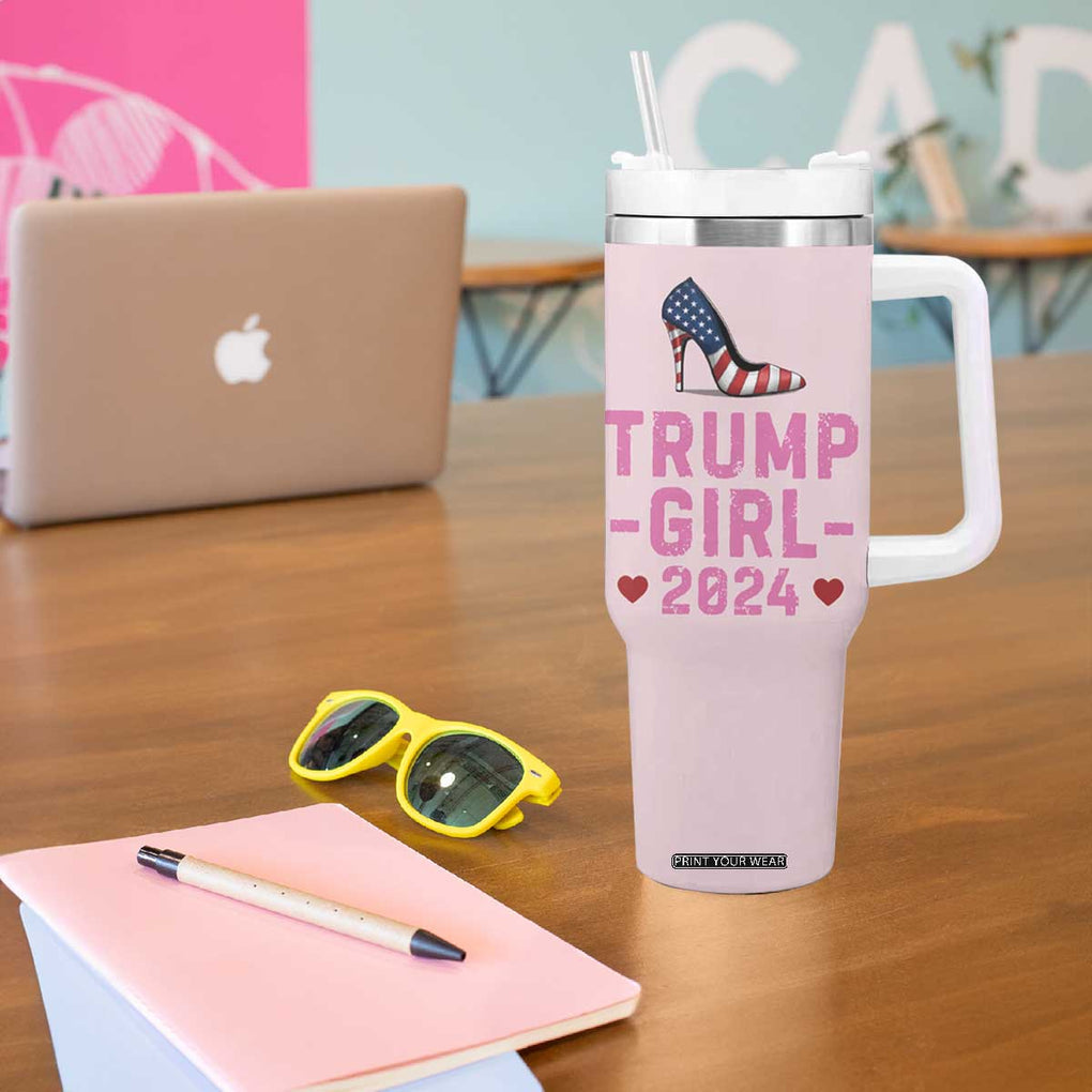 Trump Girl 2024 Tumbler With Handle High Heel Stilettos American Flag US Election TB10 Print Your Wear