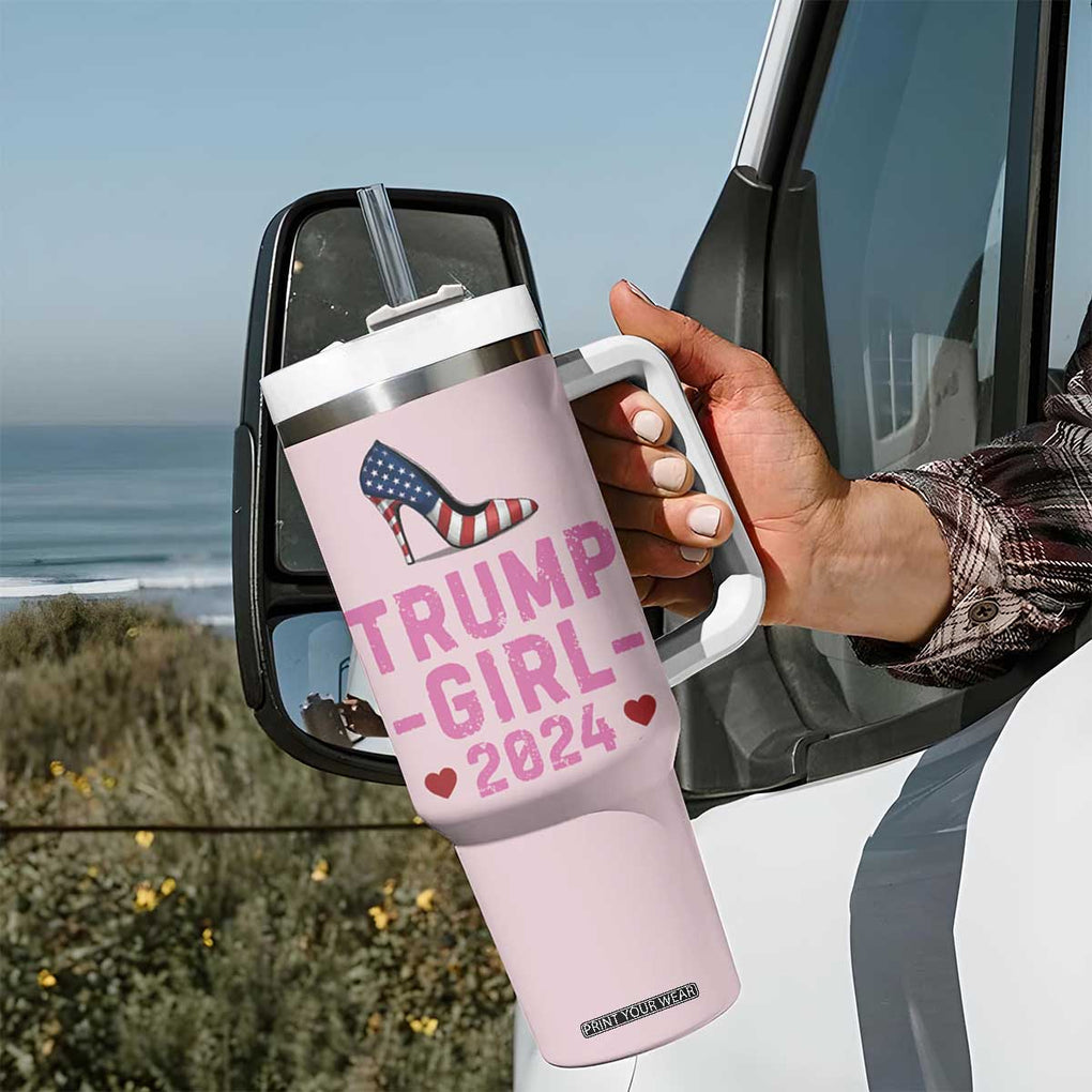 Trump Girl 2024 Tumbler With Handle High Heel Stilettos American Flag US Election TB10 Print Your Wear