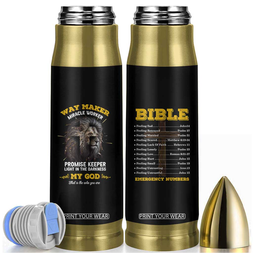 Christian Gifts for Men Bullet Tumbler Vintage Waymaker Miracle Worker Lion Faith Believer TB10 Black Print Your Wear