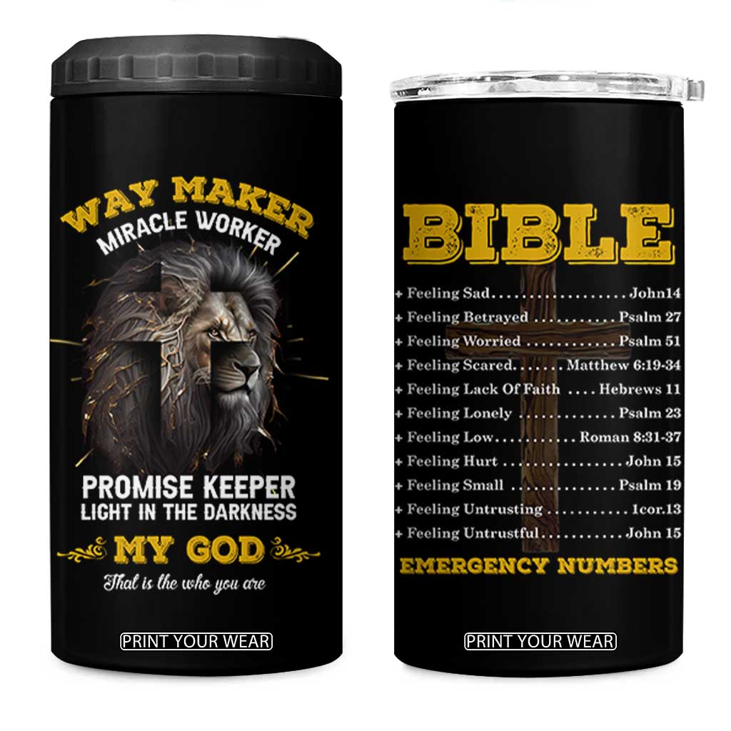 Christian Gifts for Men 4 in 1 Can Cooler Tumbler Vintage Waymaker Miracle Worker Lion Faith Believer TB10 One Size: 16 oz Black Print Your Wear