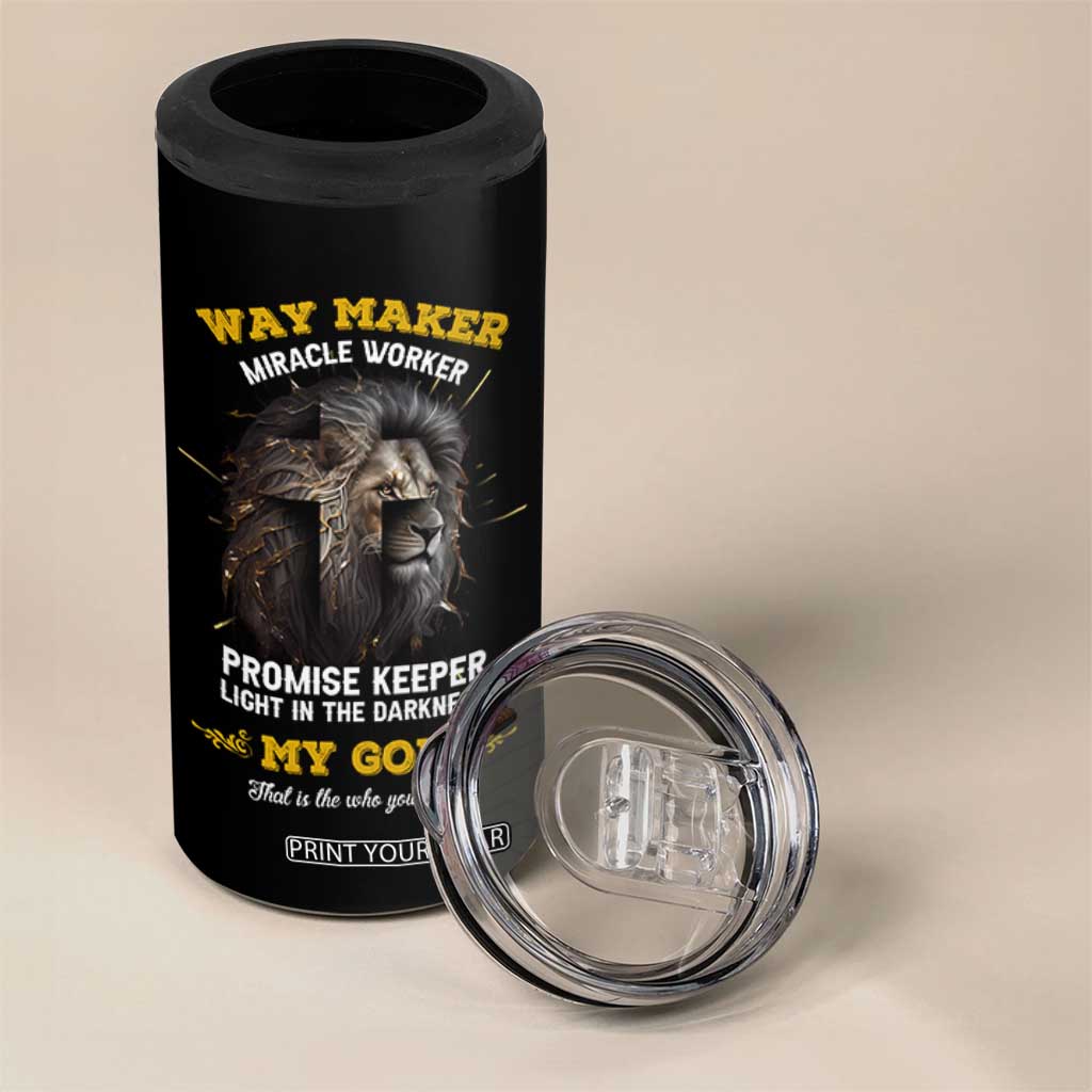 Christian Gifts for Men 4 in 1 Can Cooler Tumbler Vintage Waymaker Miracle Worker Lion Faith Believer TB10 Print Your Wear