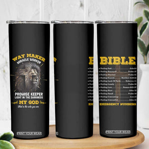 Christian Gifts for Men Skinny Tumbler Vintage Waymaker Miracle Worker Lion Faith Believer TB10 Print Your Wear
