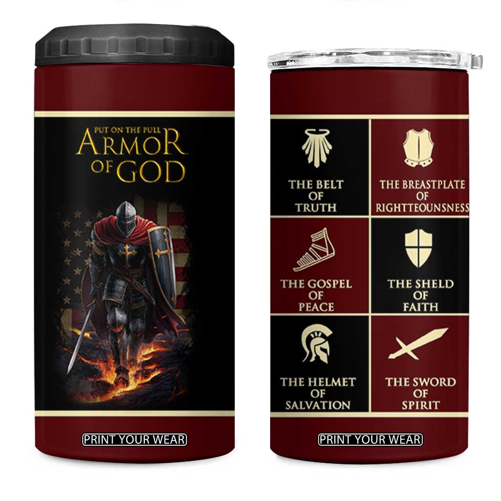 Pastor Appreciation Gifts 4 in 1 Can Cooler Tumbler Put The Full Armor Of God Christian Believers Pastors TB10 One Size: 16 oz Black Print Your Wear