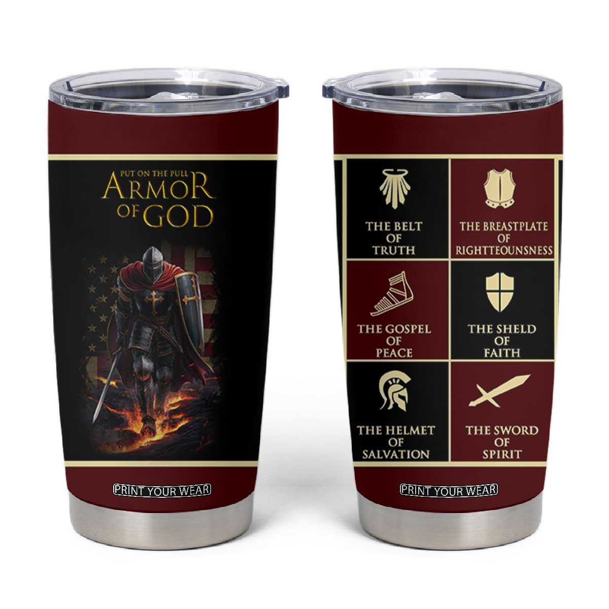 Pastor Appreciation Gifts Tumbler Cup Put The Full Armor Of God Christian Believers Pastors TB10 Black Print Your Wear