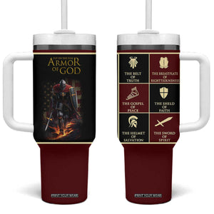 Pastor Appreciation Gifts Tumbler With Handle Put The Full Armor Of God Christian Believers Pastors TB10 One Size: 40 oz Black Print Your Wear