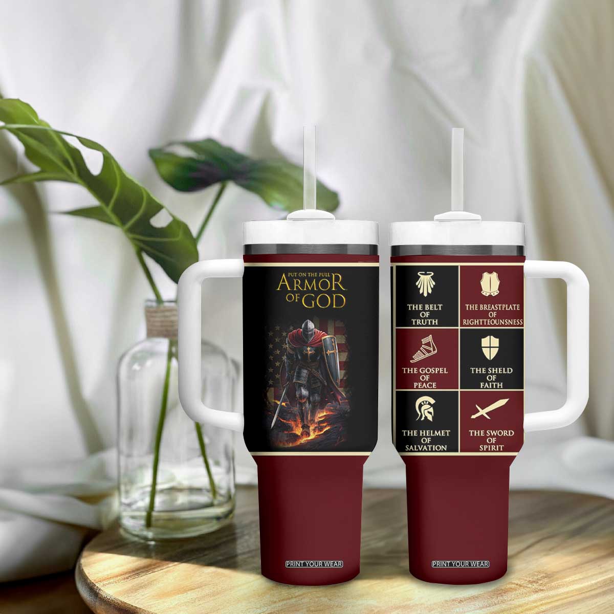Pastor Appreciation Gifts Tumbler With Handle Put The Full Armor Of God Christian Believers Pastors TB10 Print Your Wear