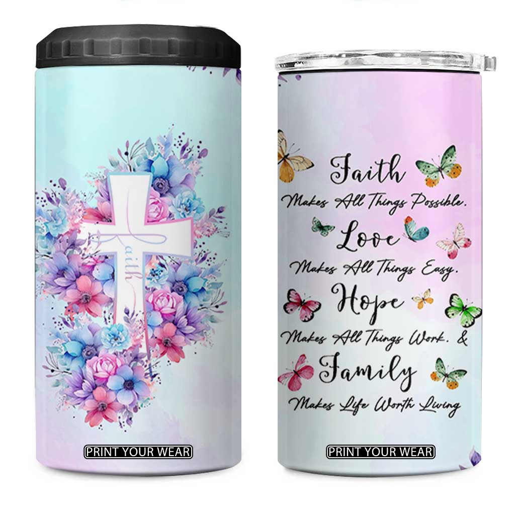 Christian Gifts For Women 4 in 1 Can Cooler Tumbler Faith Mothers Day Bible Verse Encouragement Gifts Flower Coffee Cup TB10 One Size: 16 oz Ombre Print Your Wear