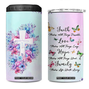 Christian Gifts For Women 4 in 1 Can Cooler Tumbler Faith Mothers Day Bible Verse Encouragement Gifts Flower Coffee Cup TB10 One Size: 16 oz Ombre Print Your Wear