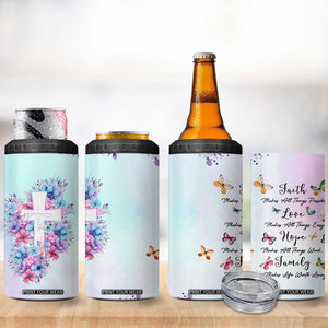 Christian Gifts For Women 4 in 1 Can Cooler Tumbler Faith Mothers Day Bible Verse Encouragement Gifts Flower Coffee Cup TB10 Print Your Wear