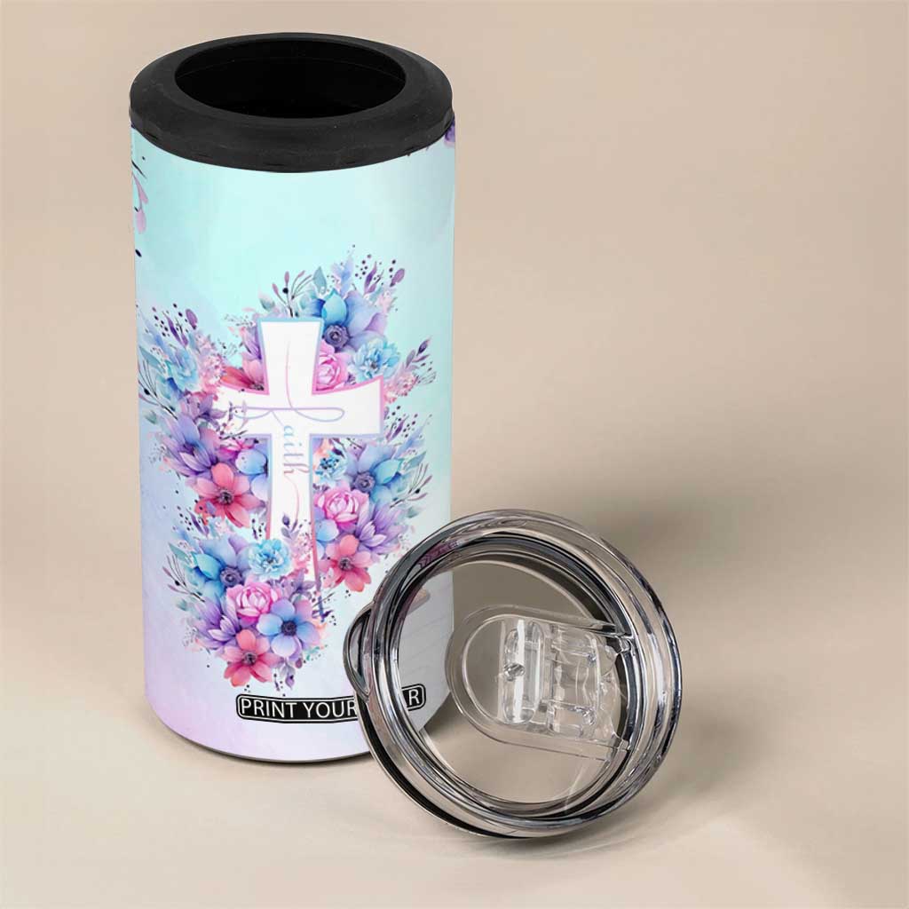 Christian Gifts For Women 4 in 1 Can Cooler Tumbler Faith Mothers Day Bible Verse Encouragement Gifts Flower Coffee Cup TB10 Print Your Wear