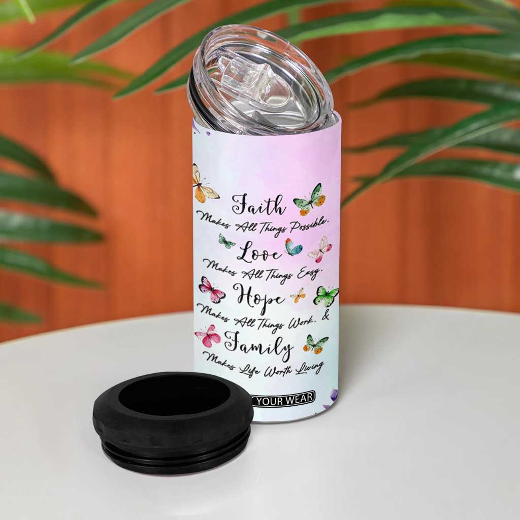 Christian Gifts For Women 4 in 1 Can Cooler Tumbler Faith Mothers Day Bible Verse Encouragement Gifts Flower Coffee Cup TB10 Print Your Wear
